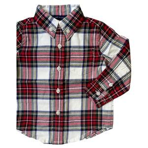 NEW Janie and Jack Plaid Button Down Shirt 100% Cotton Boys 6-12 mo